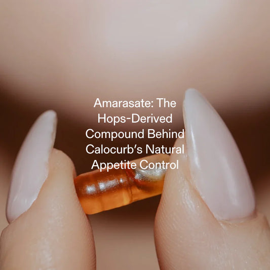 Close-up of Amarasate capsule – hops-derived ingredient for natural appetite suppressant Calocurb