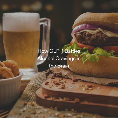 Burger, fries, and beer symbolizing food and alcohol cravings – how GLP-1 supports appetite and alcohol moderation
