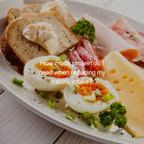 High-protein breakfast plate with eggs, cheese, and meat – supporting satiety and GLP-1 activation during calorie reduction